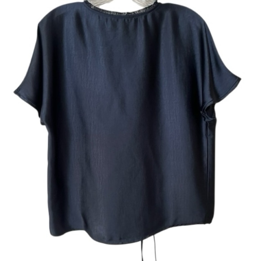 Melissa Nepton Navy Blue Satin Tee With Drawstring Waist Size XS Top - Picture 5 of 9